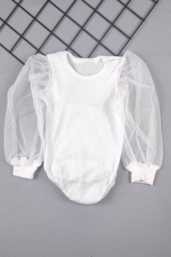 ADABEBEK Baby Lycra Bodysuit with Tulle Sleeves
