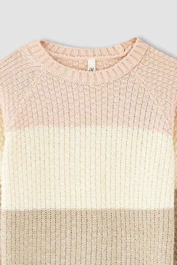 DeFacto Girl's Regular Fit Crew Neck Sweater