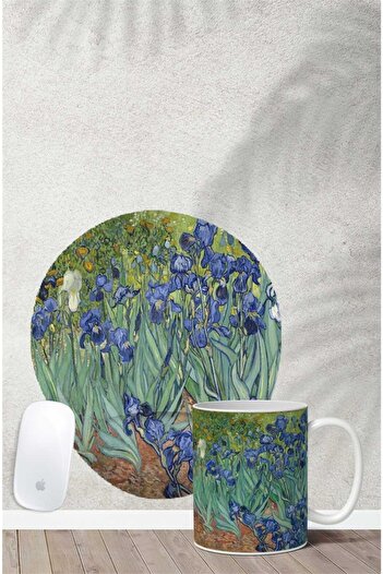 Gizeo Concept Van Gogh Irises Desenli Bilek Destekli Mouse Pad Kupa Seti