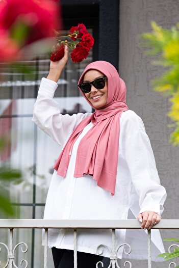 ELANS Combed Cotton Ready Practical Shawl Scarf Dried Rose