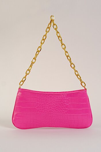 Çantacımstore Women's Chain Crocodile Shoulder Bag Pink