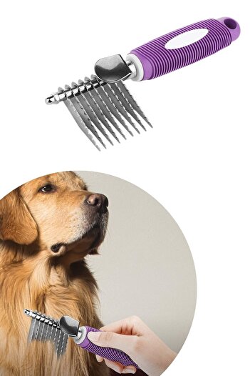 Buffer ® Knot Opener Pet Brush, Safe Long and Steel Toothed Cat Dog Hair Tow Opening Comb