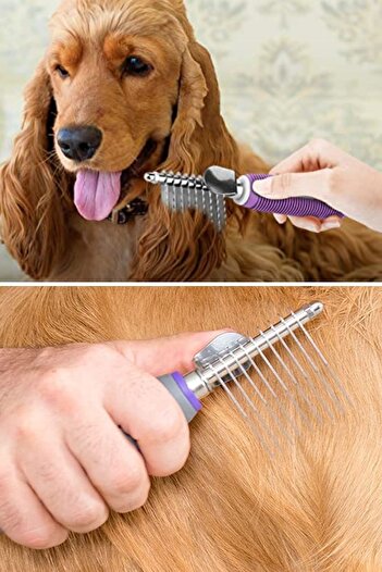 Buffer ® Knot Opener Pet Brush, Safe Long and Steel Toothed Cat Dog Hair Tow Opening Comb