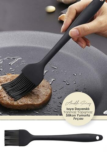 Genel Markalar Isıya Dayanıklı Yanmaz Yapışmaz Siyah Silikon Yumurta Ve Yağ Fırçası Silikon Yumurta Fırçası 1 Adet