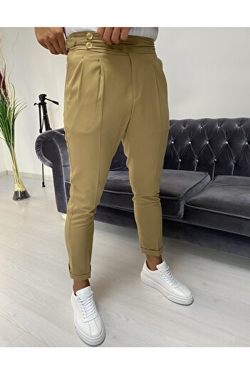 byata.style Italian Cut Belted Fabric Trousers