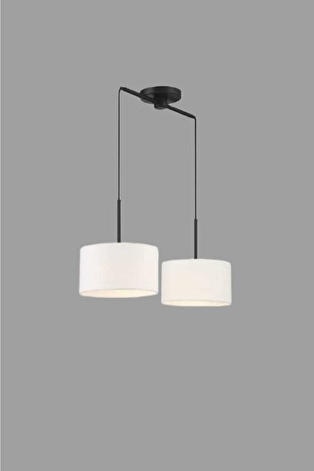 BSA LIGHTING Henri 2'li Siyah Modern Avize (ekru Abajurlu)
