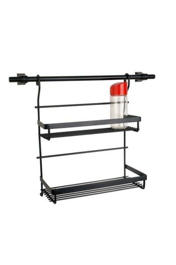 vomex Black Kitchen Set - Two-Layer with Hanging and Spice Rack Spout