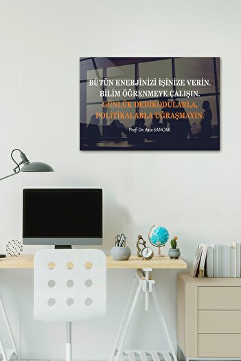 Decorita Kişisel Gelişim | Cam Tablo | Aziz Sancar - Bilimin Önemi | 40cm X 60cm