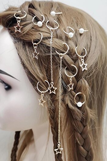 BAHELS Set de agrafe pentru urechi Trend Stars cu detalii de perle