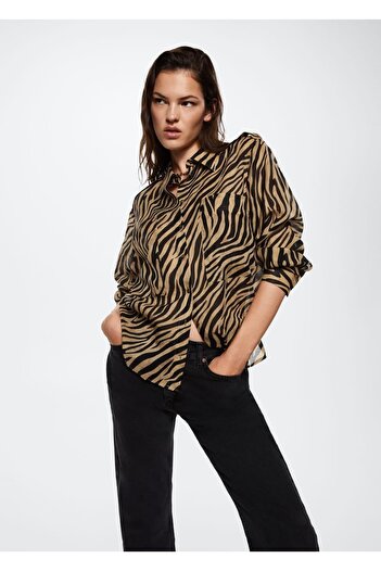 MANGO Woman Animal Patterned Shirt