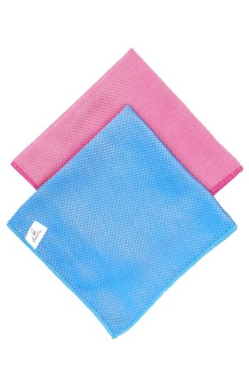 SmartBee Hobee 2-Pack Microfiber Glass Wiping Cloth 40X40 235Gsm - Pink/Blue