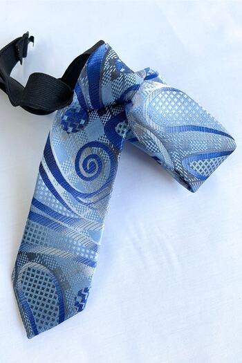 Louis Kids Blue Geometric Pattern Boy's Tie