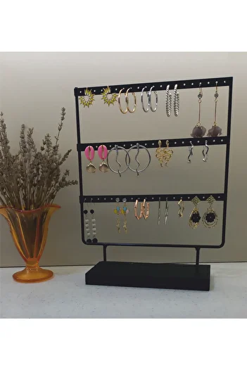 Tiydem Earring Display Stand, Metal Earring Organizer, Black Color Metal Earring Jewelry Stand Organizer