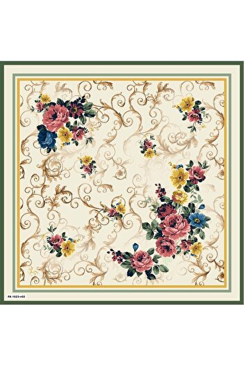19V69 ITALIA Floral Pattern Black Series Rayon with Scarf Strap and Gift Set 90x90 Cm
