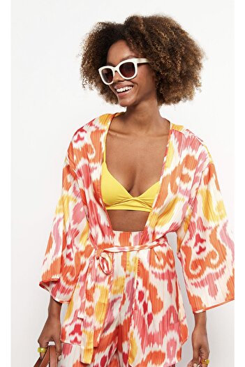 LC Waikiki Dámské kimono s dlouhým rukávem s šálovým límcem