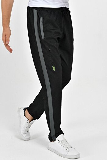 DYNAMO Men's Black Sweatpants with Elastic Waist and Zipper Pocket