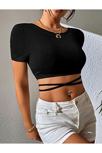 AS Anita Store Bağlama Detaylı Sırt Dekolteli Crop Bluz