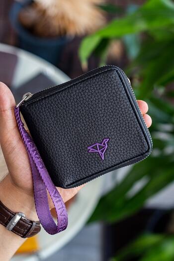 Garbalia Nora Women's Wallet with Handle and Zipper, Plum Color and Coin Compartment