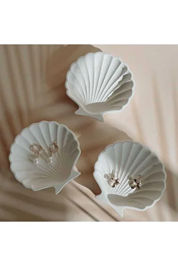 Orange Atelier 3-Piece Decorative Concrete Oyster Jewelry Plate Stonnish