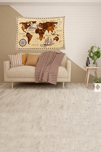 on the clouds Cream World Map Patterned Stain Resistant Velvet Fabric Wall Cloth Wall Carpet Tapestry