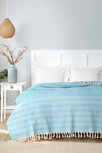Karaca Home Destina Turquoise Double Multi-Purpose Blanket