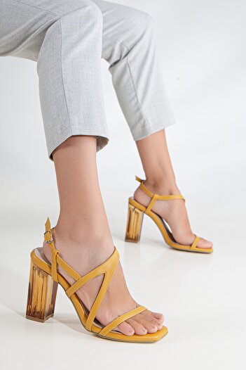 LİLLA Women's Transparent Colored Heel Strap Shoes