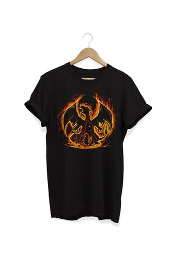 remonz Μπλουζάκι Pokemon Charizard Evolution με εμπριμέ βαμβακερό oversize