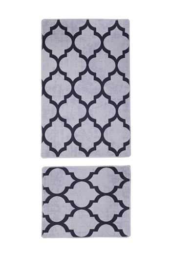 Dijidekor Spade Gray Digital Double Bath Mat Toilet Set Antibacterial