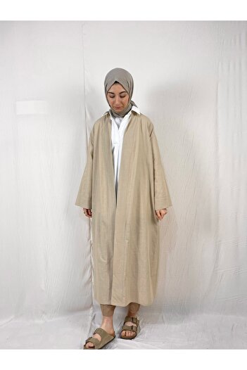 Motto Collection Bej Keten Kimono