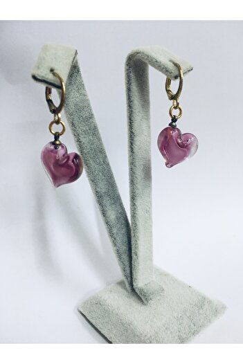 nazarboncuğu Glass Heart Earrings