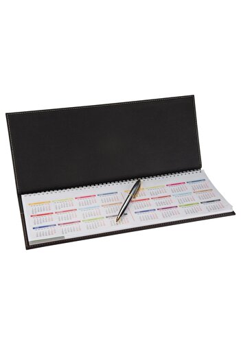 2K Diplomat Faux Leather Covered Spiral Calendar Desktop 21x40 cm