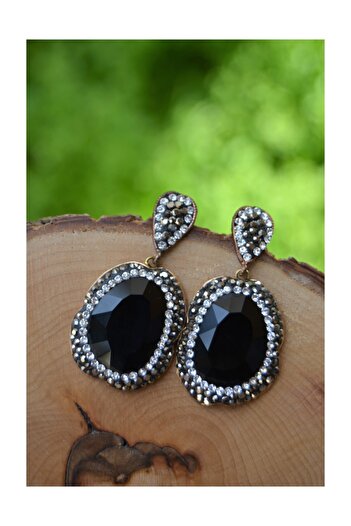 Stoneage Handmade Ladies Black Crystal Earrings