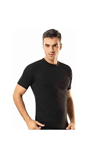Tutku Elit 3-Piece Men's Black Crew Neck Elastane Undershirt