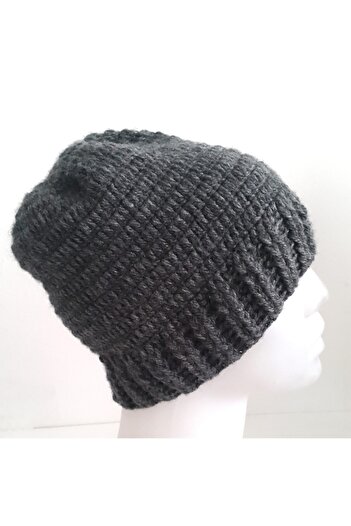 Pafuli Men's Gray Hand Knitted Men's Beret