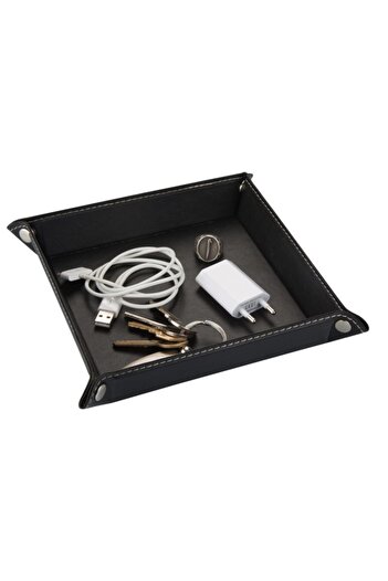 2K Faux Leather Table Top Square Basket 16,5x16,5 Cm Diplomat