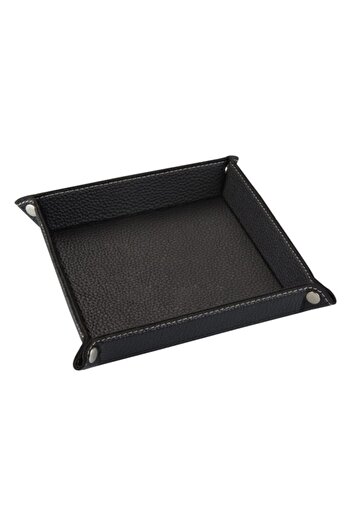 2K Faux Leather Table Top Square Basket 16,5x16,5 Cm Focus