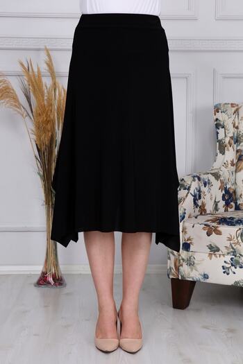 Gül Moda Black Asymmetrical Knitted Skirt G021