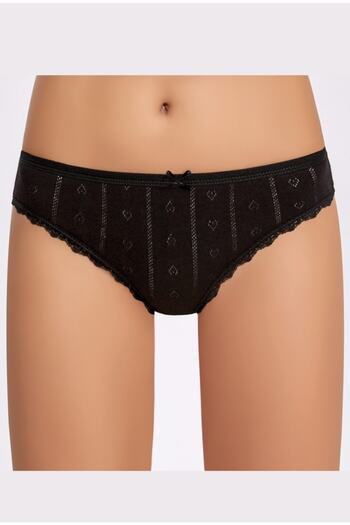 İlke Women's 6-Piece Breathable (100% Cotton) Bikini Slip Panties (black)
