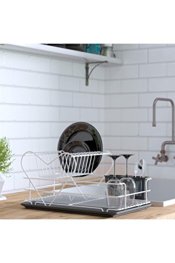 Teknotel Iki Katlı Kalpli Tabaklık Bulaşıklık Beyaz Kb011