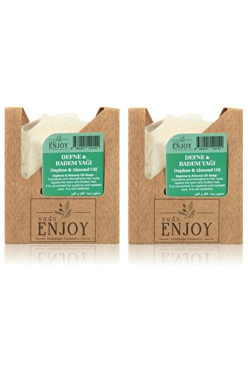 Enjoy Natural Laurel Almond Oil Handmade Face Hair and Body Soap 100 gr 2 Pieces