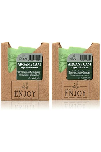 Enjoy Natural Argan Pine Handmade Face Hair and Body Soap 100 gr 2 Pieces