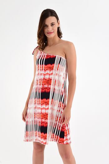 Laranor Women's Pattern-3 Single Shoulder Patterned Dress 20L6844