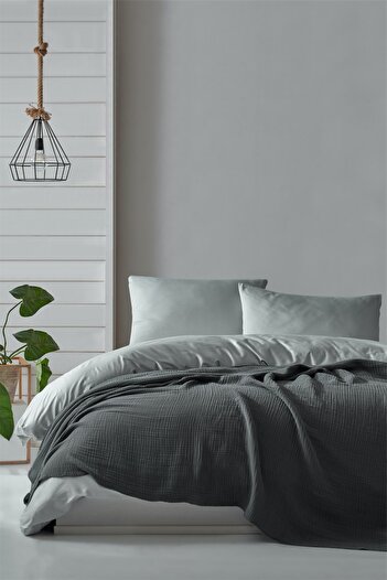 Berolige Unisex 4 Layers Muslin Cotton Single Pique - Bedspread - Unpadded Anthracite