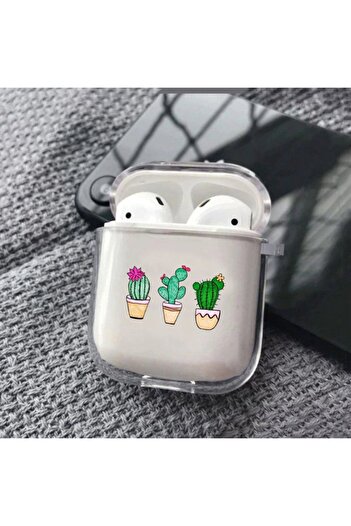 mooodcase Cactus Patterned Transparent Wireless Headphone Case Premium Silicone