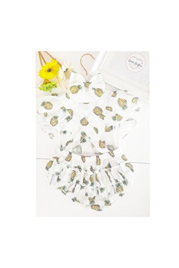 Şirin Şeyler Butiği Pineapple Romper And Headband Baby Salopet Jumpsuit Pineapple Romper