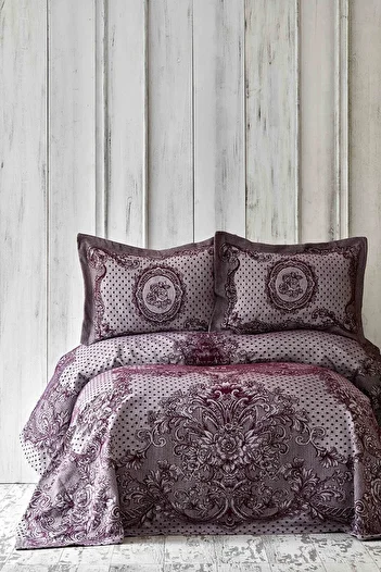 Karaca Home Espino Dark Claret Red Double Bedspread Set