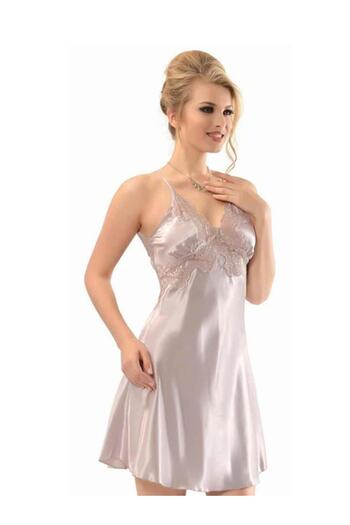 NBB Women's Back Low-Cut Satin Nightgown 3223