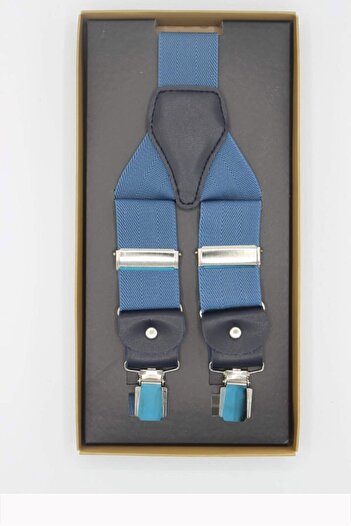 Gutiero Blue Leather Connected Trouser Strap