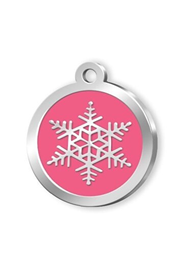 Dalis Mineli Series Pet Tag Snowflake Pattern in Pink Shape