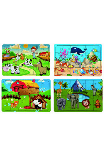 MAKETÇİNİZ 4 Adet 24 Parça Ahşap Puzzle Yapboz Set-3